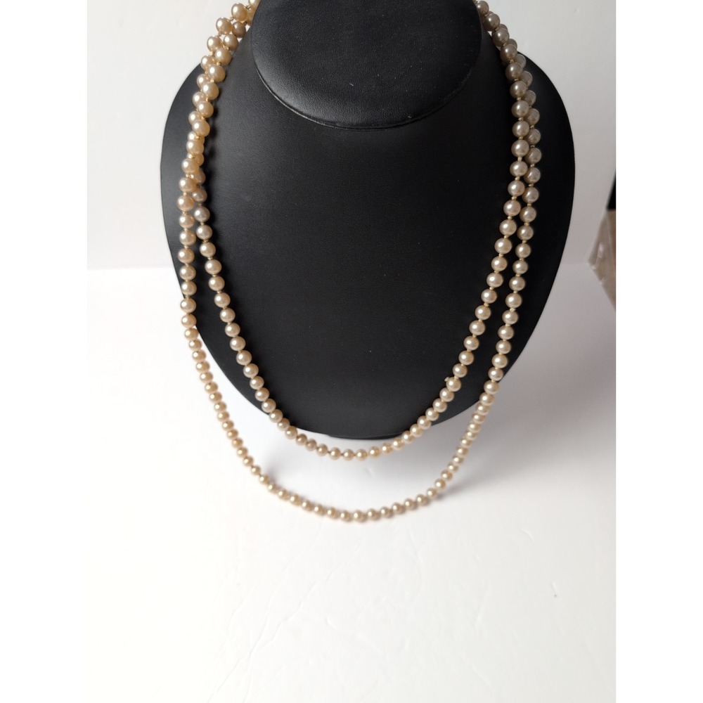 VTG German Hand Knotted 31 Inch  Faux Glass Pearl Extra Long Necklace Germany
